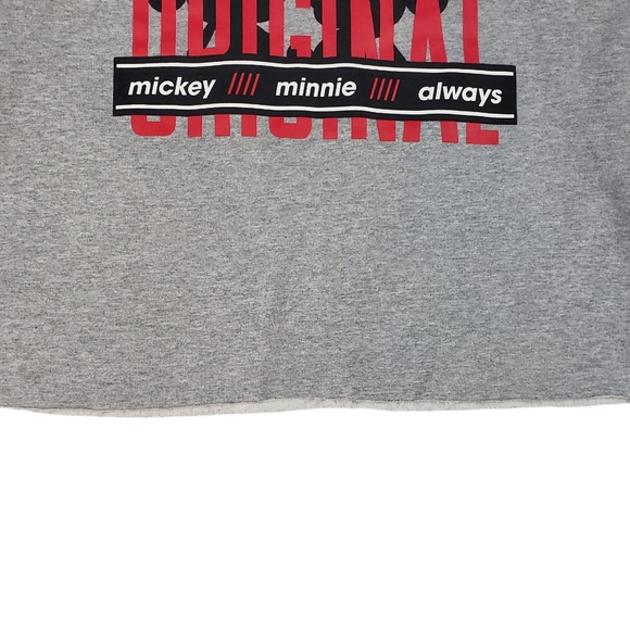 Disney Mickey Minnie Mouse Gray Fleece Cropped Sweatshirt Sz S Crewneck Sweater - Picture 4 of 8